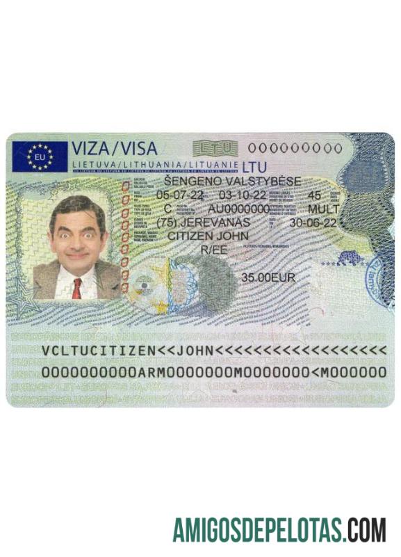 VISTO SCHENGEN LITUÂNIA DA EMBAIXADA LITUANA (2022) amostra